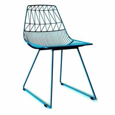 Factory Price Stackable Replica Bertoia Black Metal Wire Bistro Chair Outdoor Modern Cafe Leisure Dining Chairs with Cushion