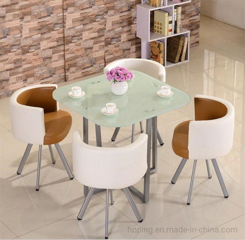 Modern Luxury Small Volume Leather Coffee Shop Metal Hotel Banquet Dining Event Wedding Home Room Party Cafe Leisure Table Chair Restaurants Furniture Set