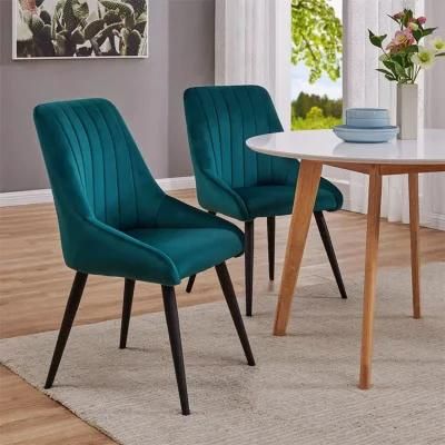 Luxury Nordic Design Dining Furniture Metal Leg Upholstery Fabric Modern Velvet Dining Chairs for Dining Room Restaurant