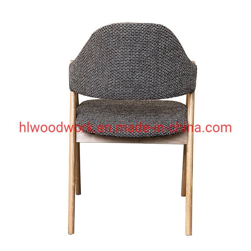 Oak Wood Tai Chair Oak Wood Frame Natural Color Brown Fabric Cushion and Back Dining Chair Coffee Shop Chair Office Chair