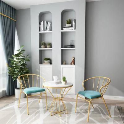 Nordic Style Design Modern Table Room Furniture and Velvet Metal Leg Dining Chair