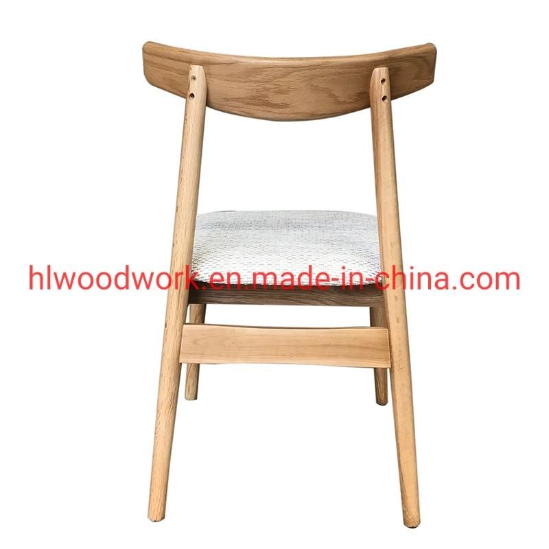 Dining Chair Oak Wood Frame Natural Color Fabric Cushion White Color K Style Wooden Chair Office Chair
