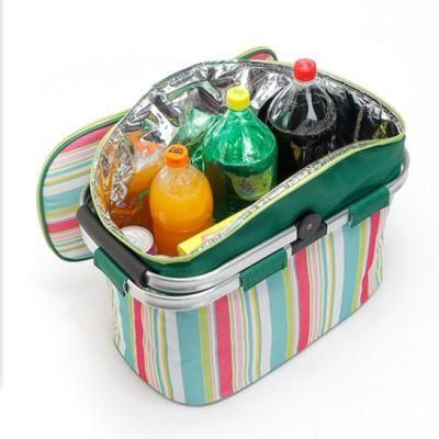 Shopping Baskets with Handles Collapsible Grocery Shopping Bag Fabric Lightweight Insulated Foldable Picnic Basket