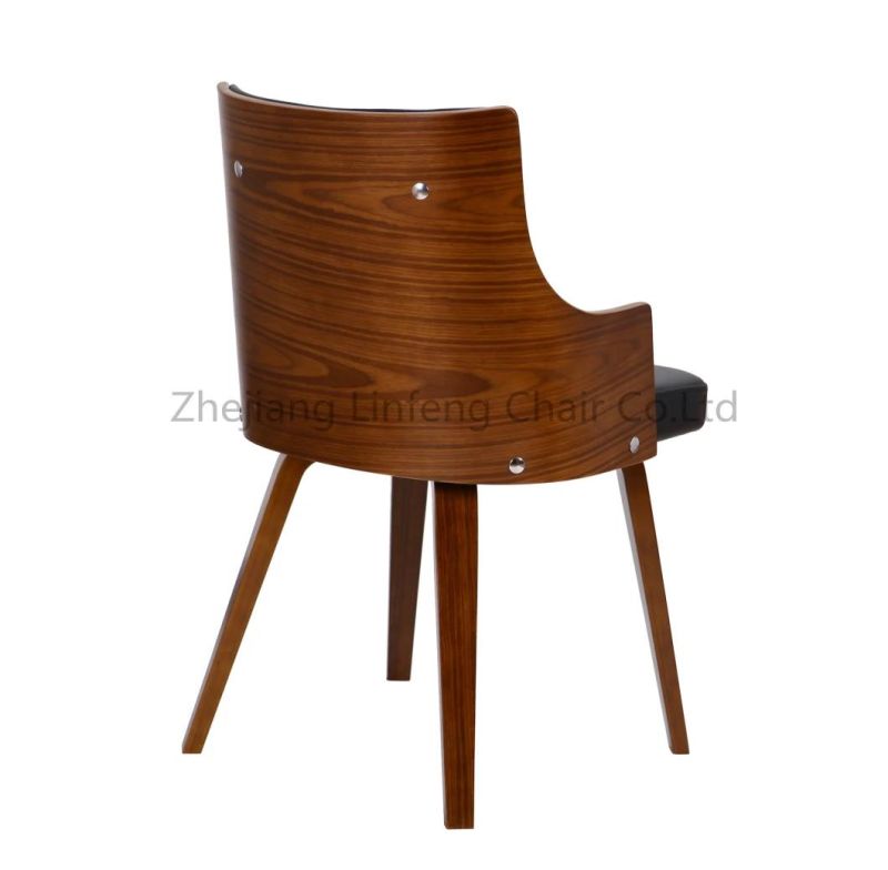 Modern Hotel Leather Upholstered Wood Grey Dining Chair
