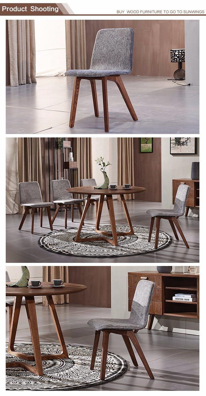 Low Price Promotion Items Nordic Wooden Fabric Chair for Dining Room