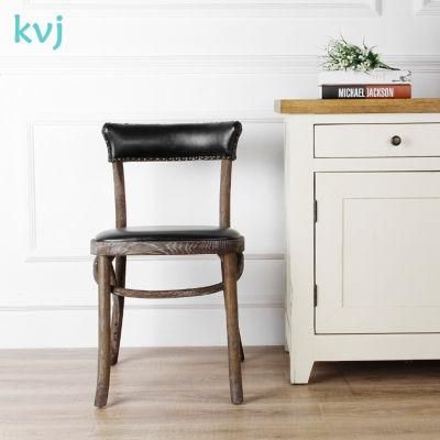 Kvj-7070s Antique Industrial Wooden America Oak Vinyl Seat Dining Chair