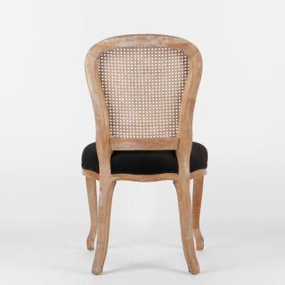 Kvj-7153 Black Seat Antique Cozy French Antique Dining Chair