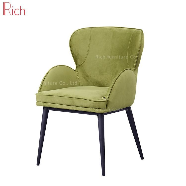 Green Restaurant Furniture Armchair Golden Stainless Steel Fabric Velvet Dining Chair