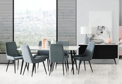 Luxury Nordic Modern Design Square Expandable Extendable White Mable Dining Table and Chair Dining Table Set 4 Seater 6 Chairs