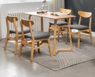 Nordic Minimalist Wholesale Cheap Fabric Upholstered Dining Room Chair Hotel Restaurant Cafe Kd Cushion Wooden Chair Furniture