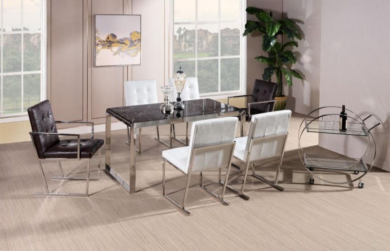 Dining Room Chair Furniture Set with Stainless Steel Brush Gold and Velvet Cushion