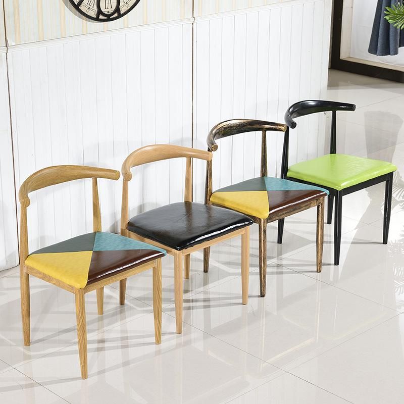 Restaurant Furniture Factory Horn Brass Dining Room Chairs Metal and Leather Chairs