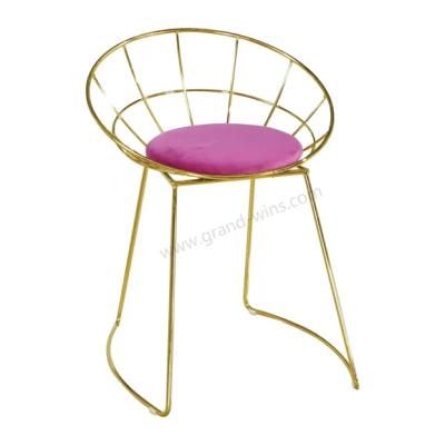 Hot Selling Golden Metal Leather Cushion Wire Chair for Dining Room