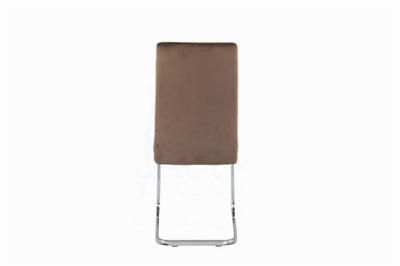 Velvet Fabric Chrome Metal Legs Dining Room Chair Dining Chair