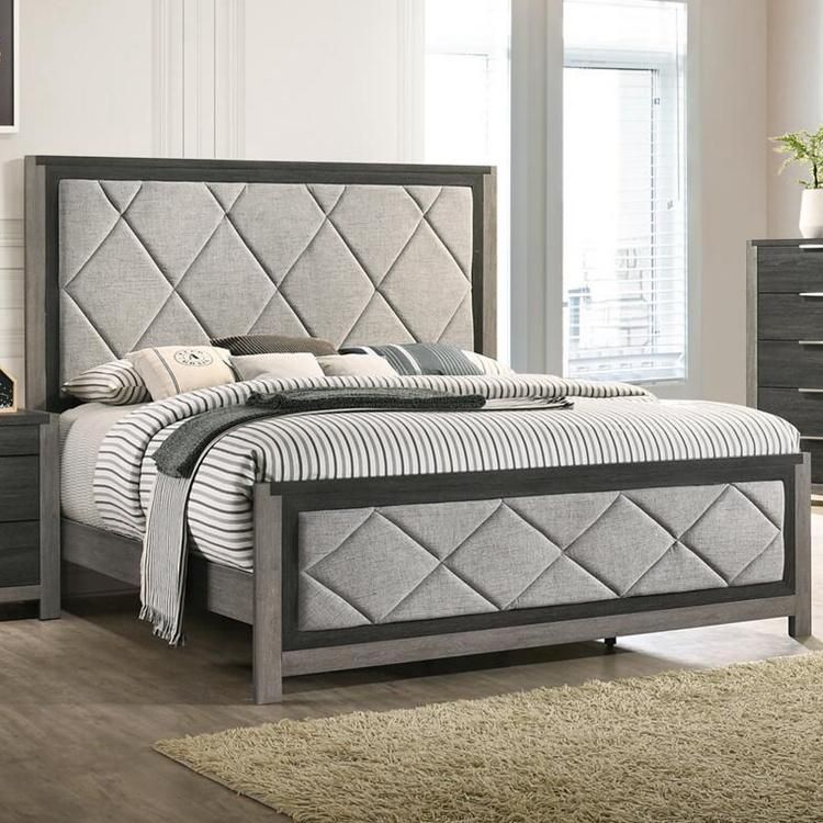 Nova American Style Gray Wood and Upholstered King / Queen Bed