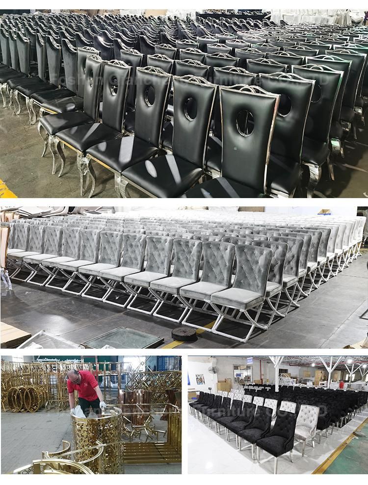 Wholesale High Back Stainless Steel Metal Frame PU Dining Chairs