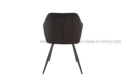 Dining Chairs Velvet Upholstered Seat Tub Chairs with Black Metal Legs Living Room Lounge Reception Restaurant Chair