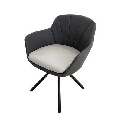 High Standard Eco-Friendly Wear-Resistant Strong Arm PU Cushion Metal Swivel Dining Chair