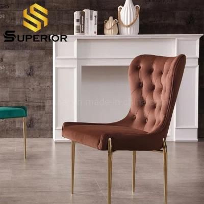 Brazil Luxury Upholstery Dining Furniture Chair of Pull Button Back