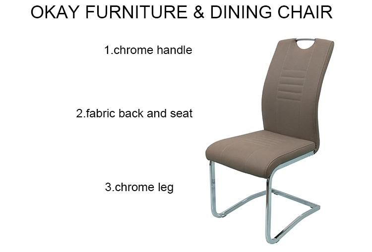 Modern Simple Design Chrome Metal Fabric Dining Chair