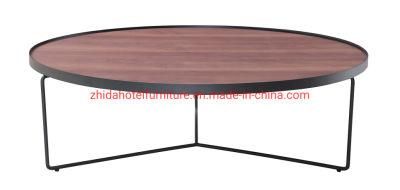 Hotel Lobby Furniture Modern Metal Frame Wooden Top Coffee Table