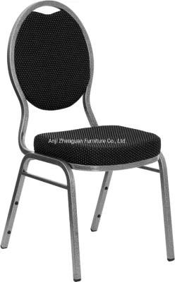 Stackable Black Fleck Fabric Metal Dining Banquet Chair (ZG10-005)