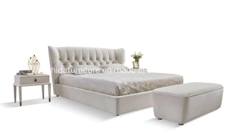 Home Furniture Modern Furniture Beige Color Fabric Bedroom Bed
