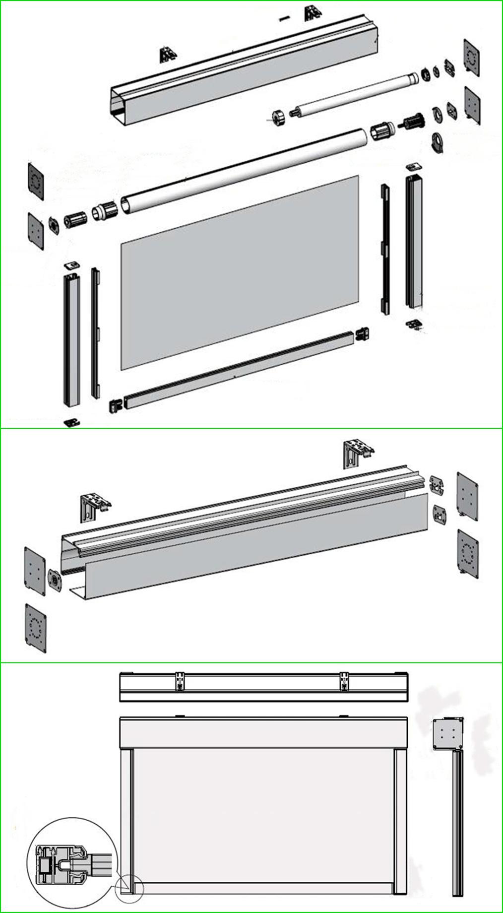 China Made Customized Size Motorized Windy Protect Side Track Zipper Fabric Roller Blinds