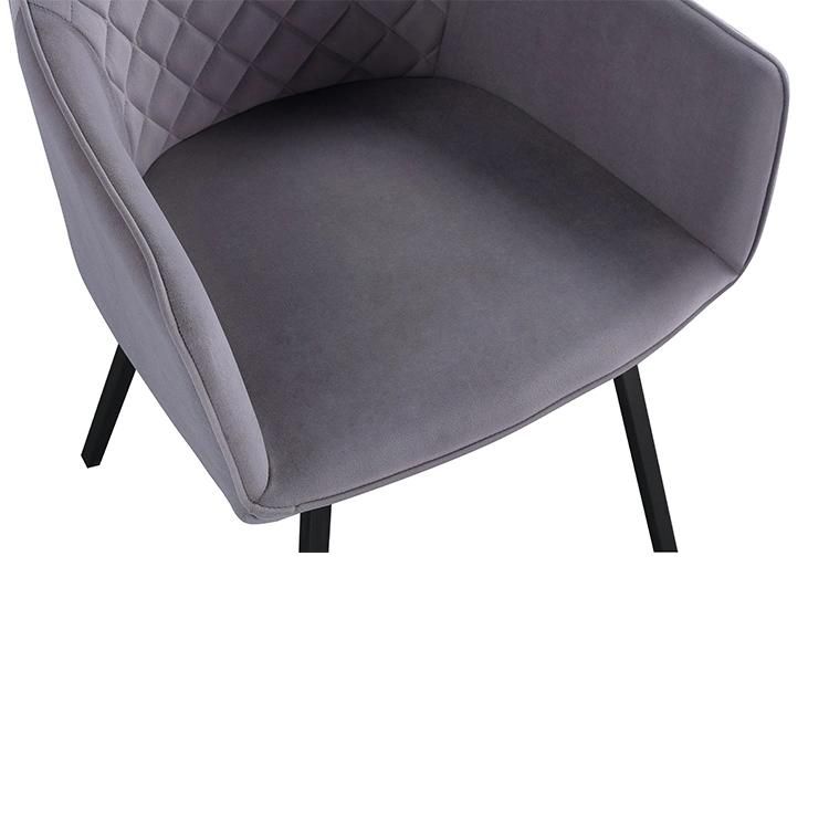 Hot Modern Fabric Dark Gray Black Painting Steel Frame Armchair for Dining Room Furniture