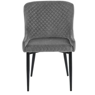 Wholesale Modern Luxury High Back Soft Back Blue Fabric Dining Room Chair with Metal Legs