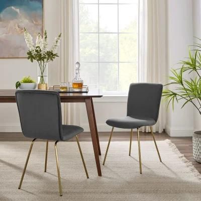 Fashion Golden Leg Design Upholstery Armless Velvet Dining Chair