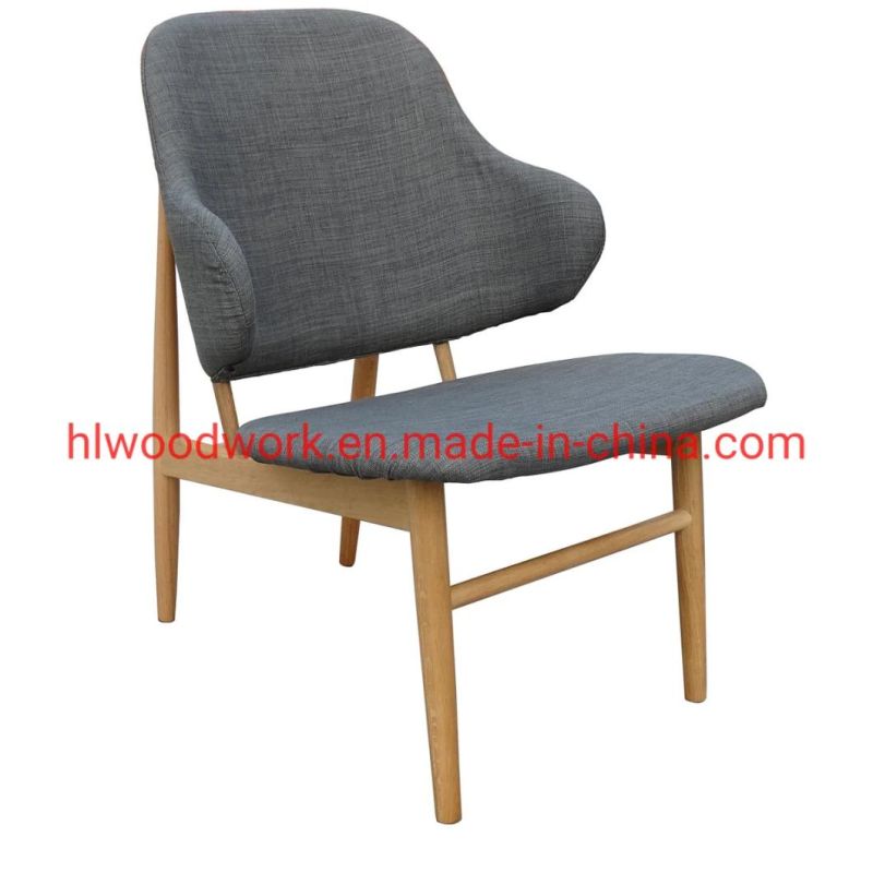 Grey Fabric Back and Cushio Arm Chair with Natural Aok Wood Frame Living Room Coffee Shop Armchair Office Chair Resteraunt Sofa