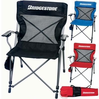 Customized Deluxe Outdoor Portable Folding Camping Comfy Chair with Side Table and Pocket
