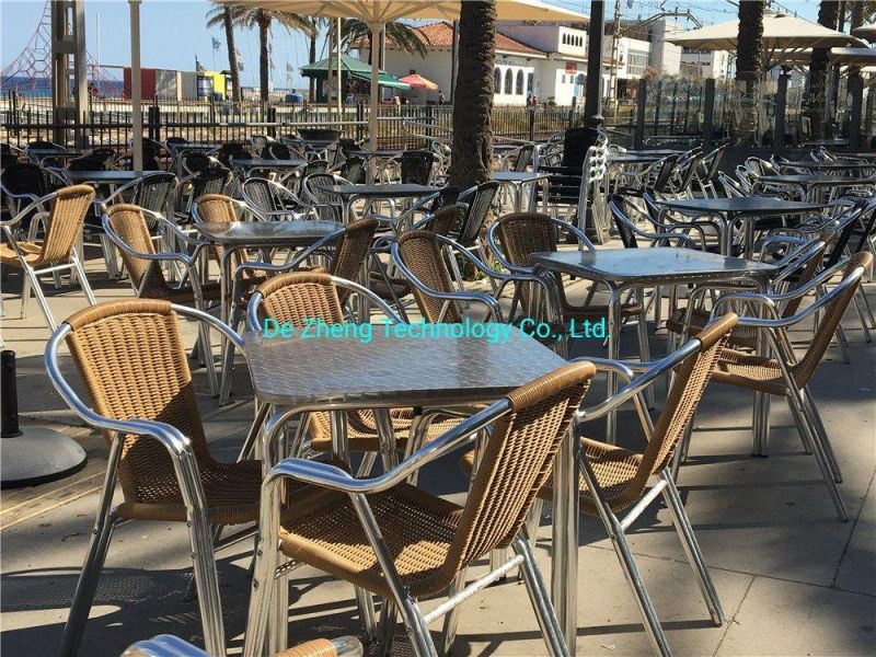 Patio Furniture Dining Rattan Wicker Chairs Outdoor French Bistro Restaurant Hotel Aluminum Garden Set