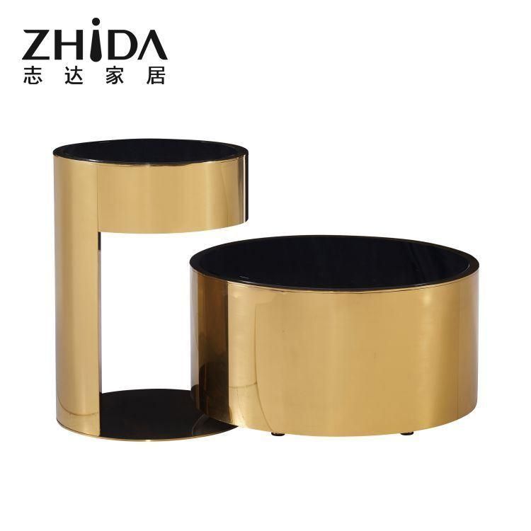 Luxury Home Furniture Italian White Marble Top Round Golden Metal Leg Table Coffee Table Living Room Center Table with Unique Design