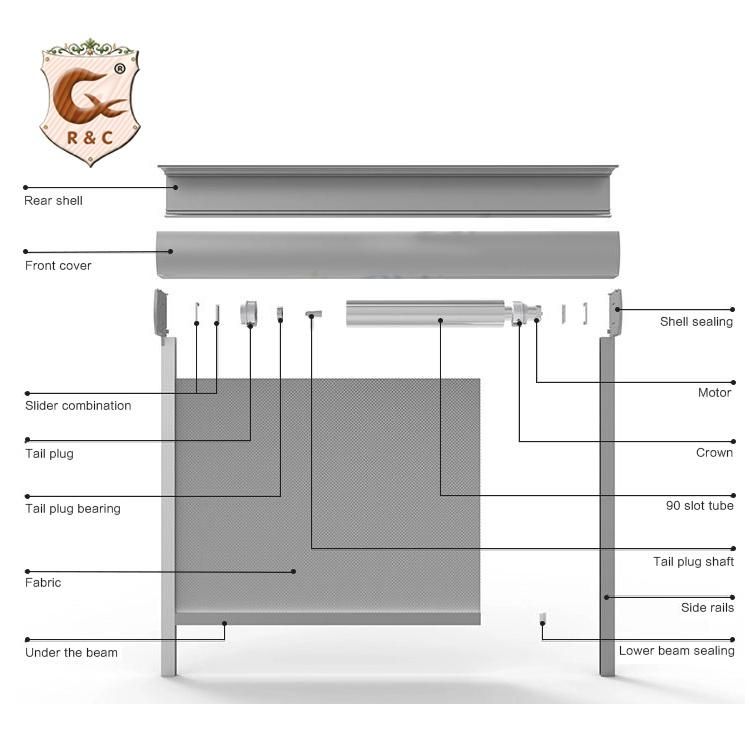 Smart Outdoor Roller Shade Waterproof Fabrics Outdoor Windproof Roller Blind Electric Outdoor Zip Blind