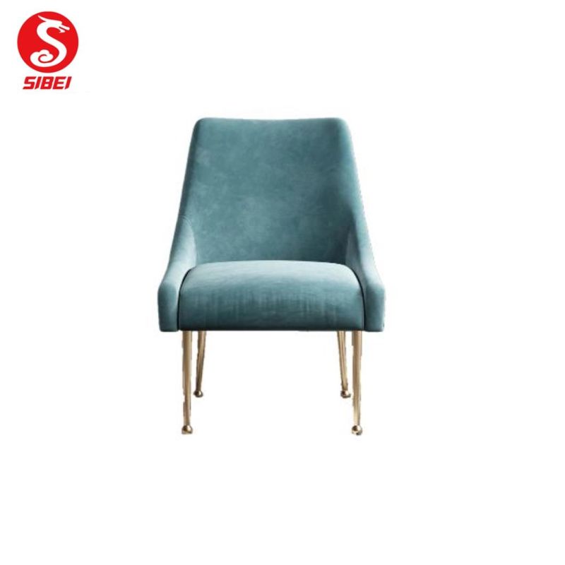 Modern Style Restaurant Furniture Brushed Fabric Metal Legs Dining Chair