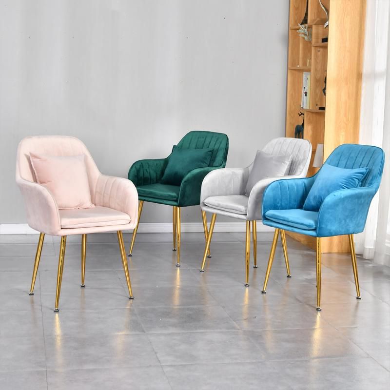 Luxury Restaurant Chair with Gold Chair Legs Rosa Nordic Dining Room Fannel Chair Nail Shop Tea Restaurant Luxury High Back Chairs Makeup Chair