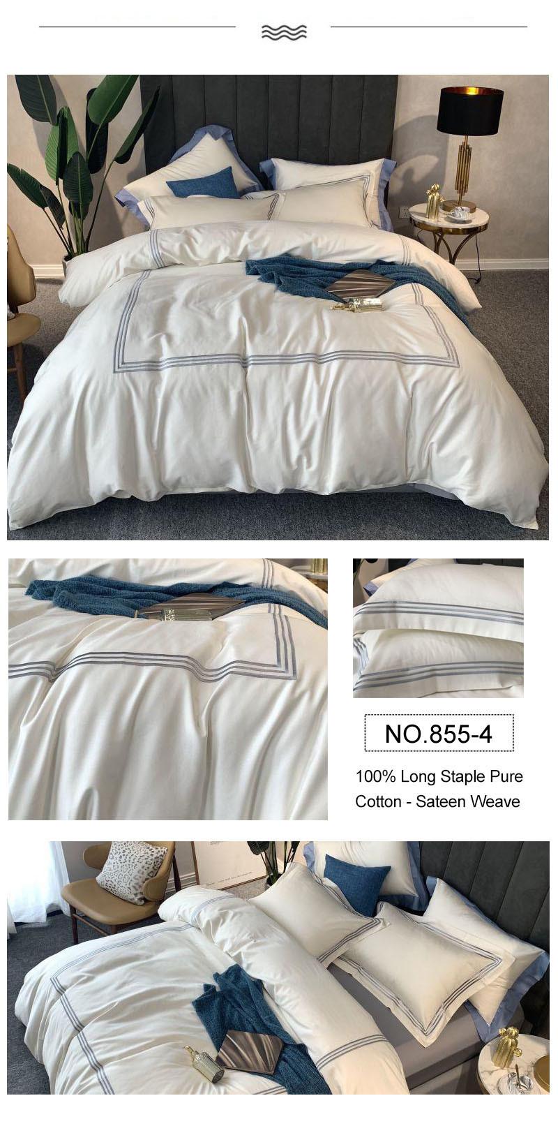 Luxury New Product White Sheet Set Cotton Fabric for Double Bed