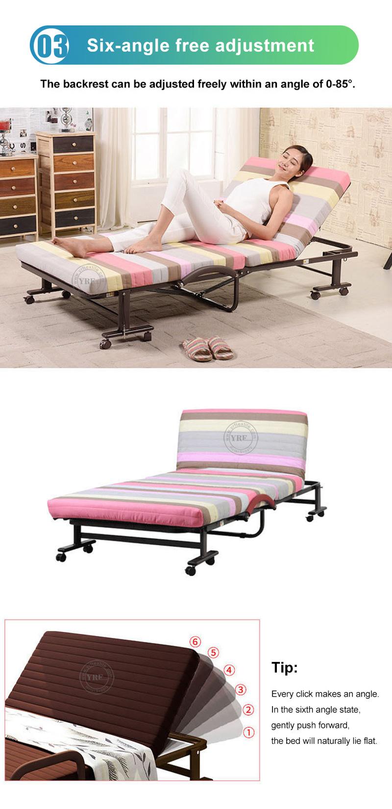 Wholesale Folding Bed Portable Bedroom Furniture Metal Frame on Wheels for Meeting Room