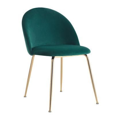 Nordic Velvet Beige Tufted Gold Stainless Steel Leg Dining Chair Make up Chair