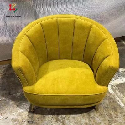 New Arrival Commercial Hotel Gold Metal Leg Fabric Upholstery Modern Leisure Lounge Chair