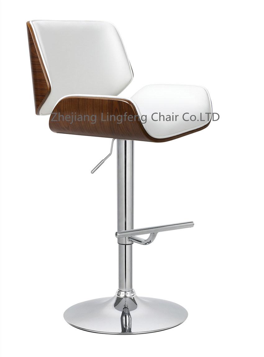 Swivel Leather Bent Plywood Bar Counter Stool High Chair