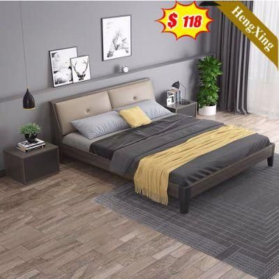 Modern Home Hotel Bedroom Furniture MDF Melamine Wooden King Queen Bed Storage Wall Double Bed (HX-8ND9337)