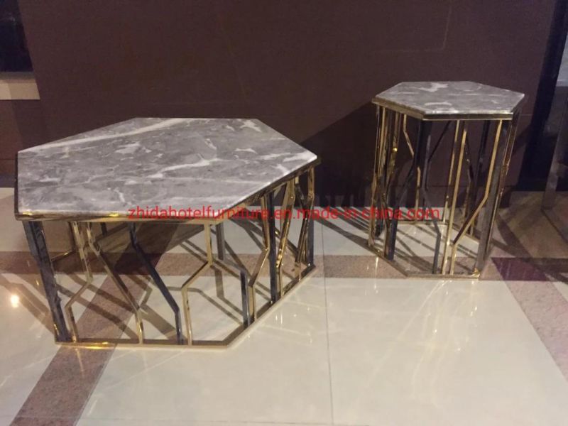 High Quality Coffee Round Marble Dining Table with 304 Stainless Steel Legs