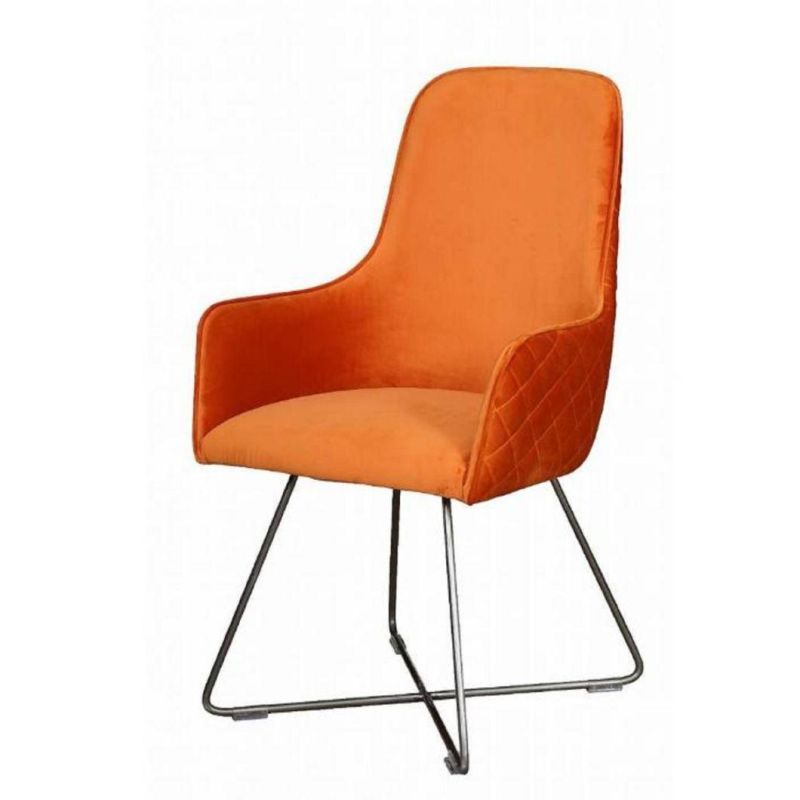 Twolf Modern Iron Frame Designer Fabric Dining Chair for Hotel Cafes and Restaurants Dining Chair