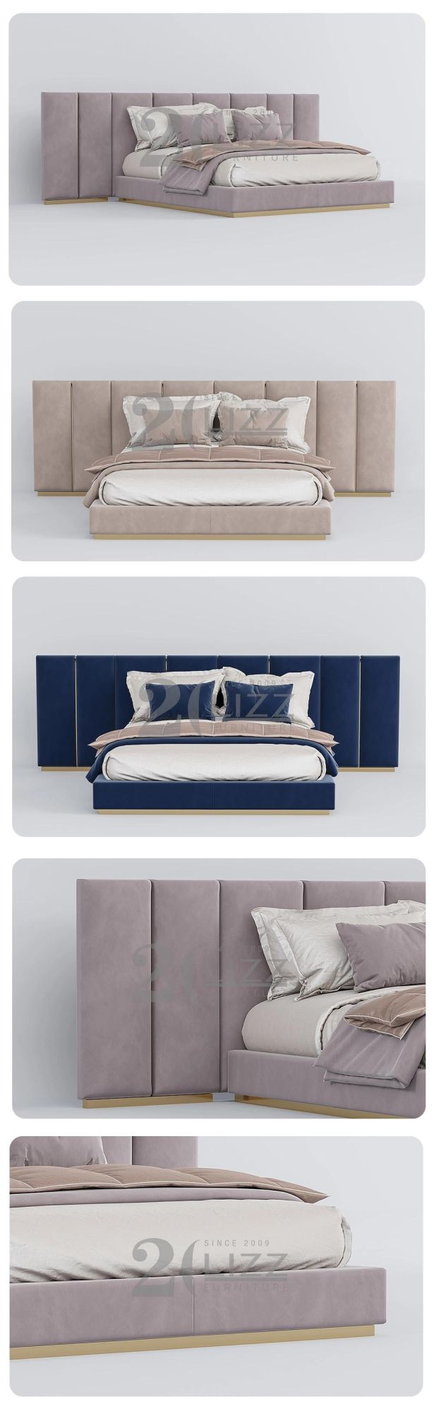 European Luxury Modern Design Apartment Hotel Bedroom Furniture Set Wooden Double Size Bed