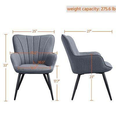 Modern Fashion Backrest Armchair Soft Grey Padded Cushion Dining Chair