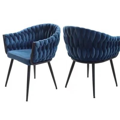 Modern and Luxury Velvet Ratten Dining Chairs with Metal Black or Goden Color