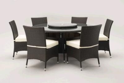 Well Furnir Rattan Dining Table 6 Dining Chairs Set (WF-1708284)
